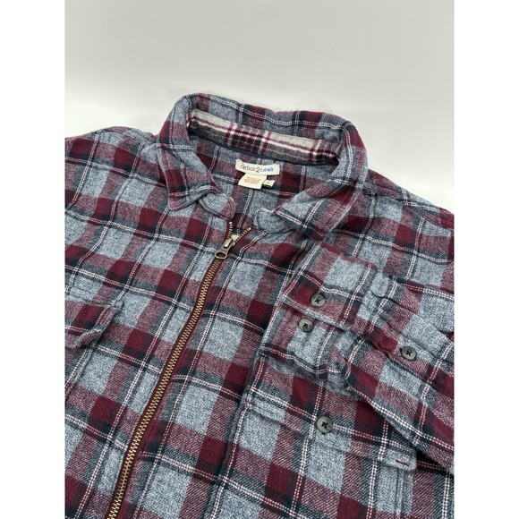 Carbon 2 Cobalt Other - Carbon 2 Cobalt Mens Large‎ Full Zip Flannel Shirt Jacket Plaid Burgundy Grey L